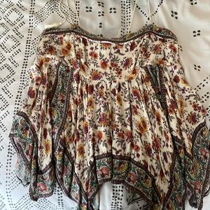 AEO floral boho tie strap tank top